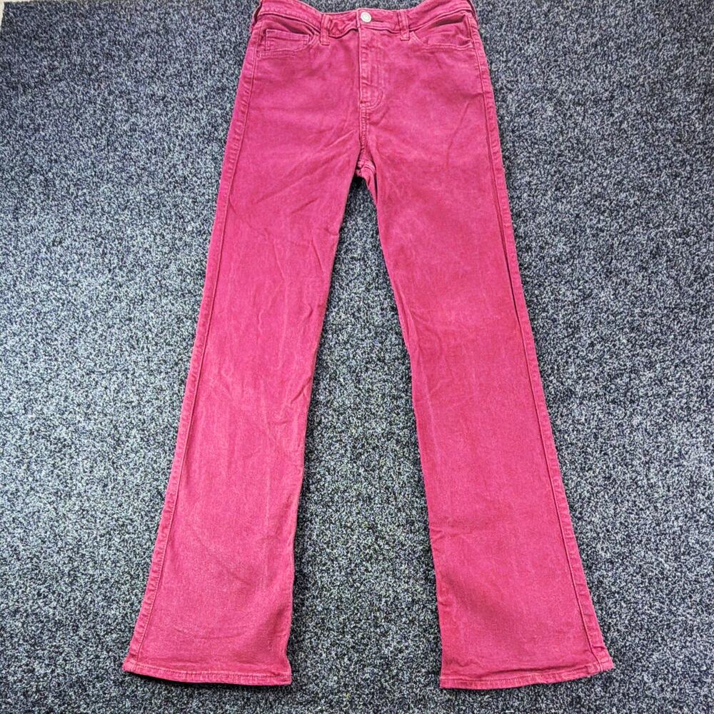 Hollister Women’s High Rise Pink Bootcut Stretch Denim Jeans 5-Pocket Size 28